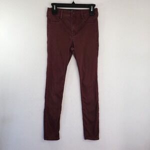 Hollister Denim Womens Size 5 High Rise Jean Leggings‎ Skinny Burgundy Stretch